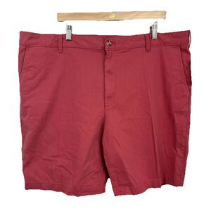 IZOD Chino Shorts Men's 42 Red Saltwater Wash Classic 9.5" Flat Front New $62
